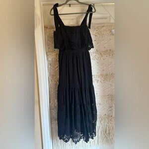ANTONIO MELANI Black Tiered Ruffled Maxi Dress